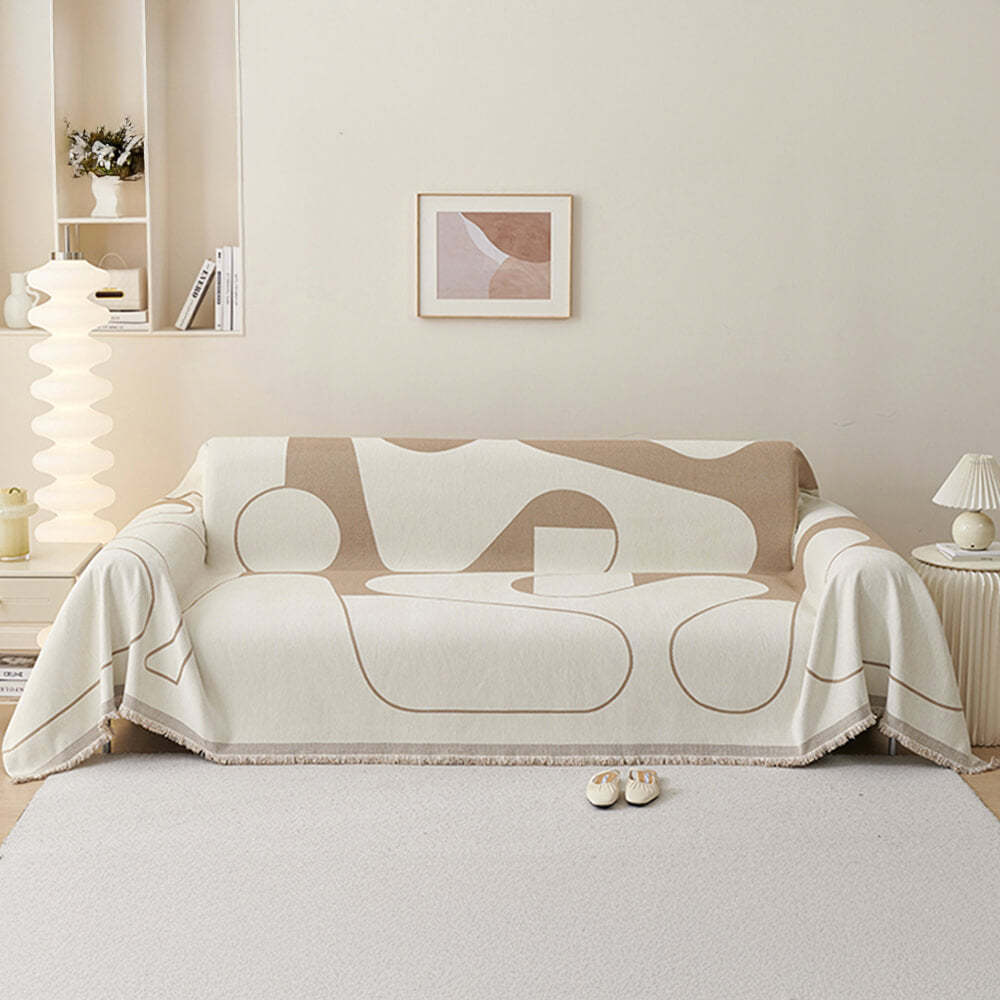 Geometric Fringe Double-Sided Chenille Non-Slip Throw Couch Cover