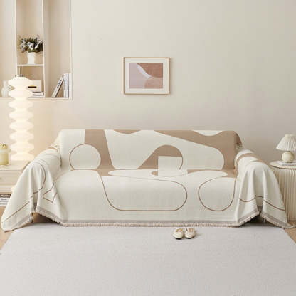 Geometric Fringe Double-Sided Chenille Non-Slip Throw Couch Cover