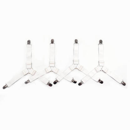 Adjustable Non-Slip Elastic Bed Sheet Straps with Metal Clips