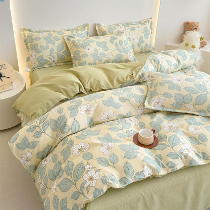 Brushed Washed Cotton Floral Bed Sheet Set