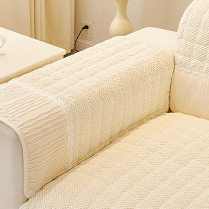 Elegant Soft Plush Grid Stitching Warmth Anti-Slip Couch Cover