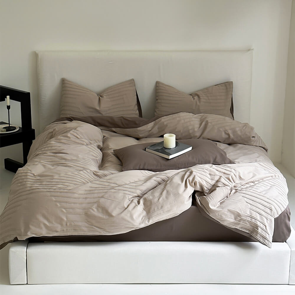 Striped Yarn-Dyed Cotton Duvet Cover Bed Sheet Set