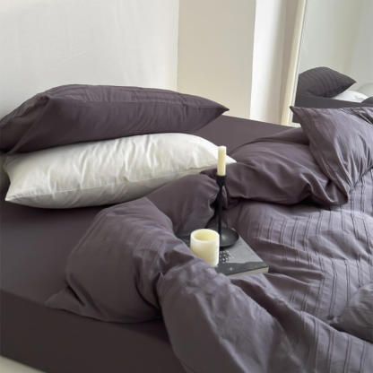 Striped Yarn-Dyed Cotton Duvet Cover Bed Sheet Set