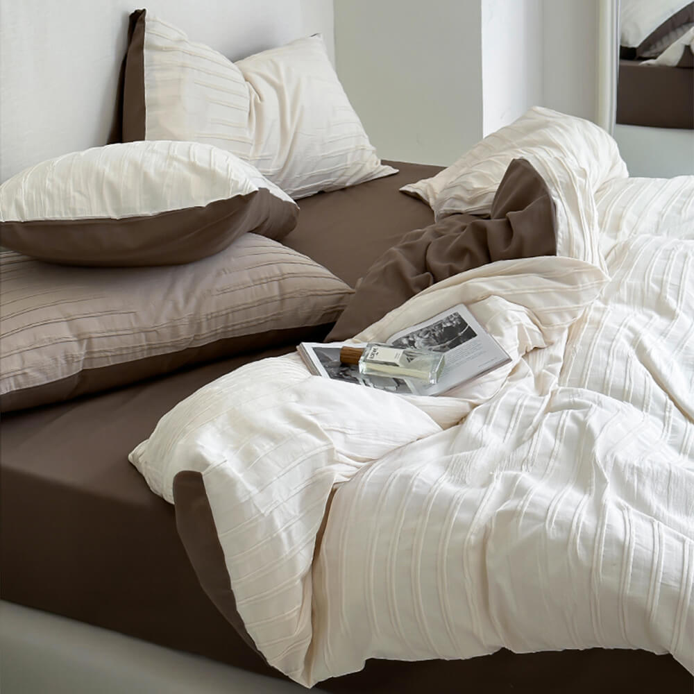 Striped Yarn-Dyed Cotton Duvet Cover Bed Sheet Set