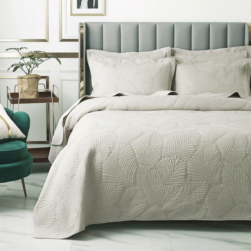 Cotton Bed Cover Set Luxury Three Piece Solid Color Embroidered European Style
