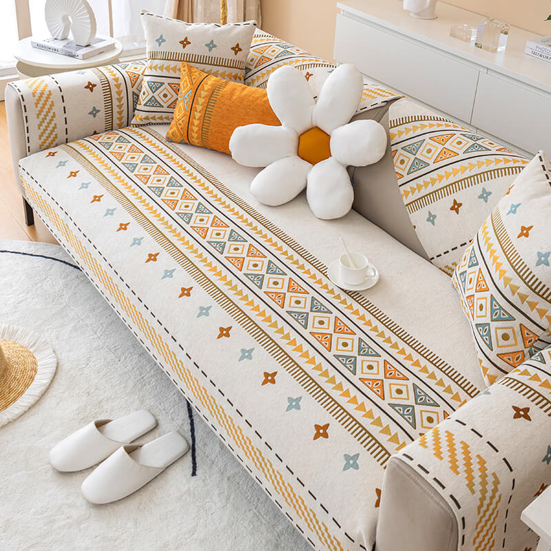 2024 Bohemian chenille jacquard sofa cushions, four-season universal n