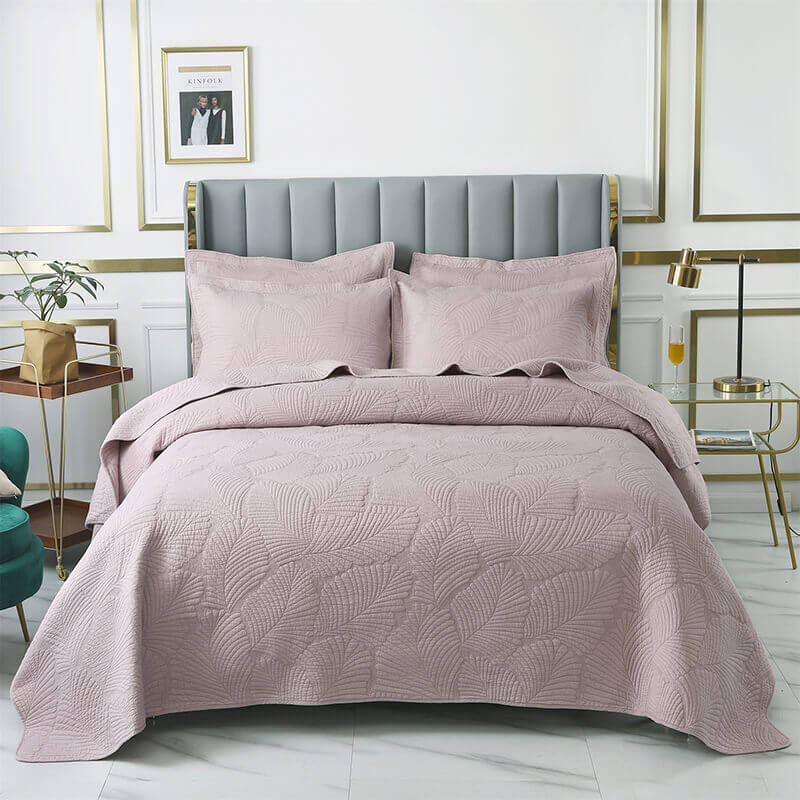 Cotton Bed Cover Set Luxury Three Piece Solid Color Embroidered Europe