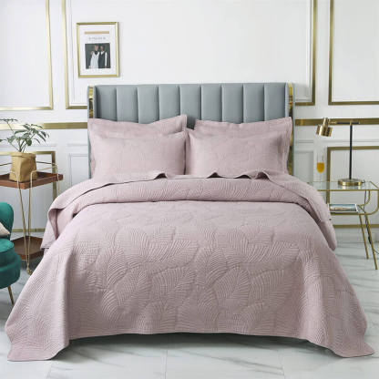 Cotton Bed Cover Set Luxury Three Piece Solid Color Embroidered European Style