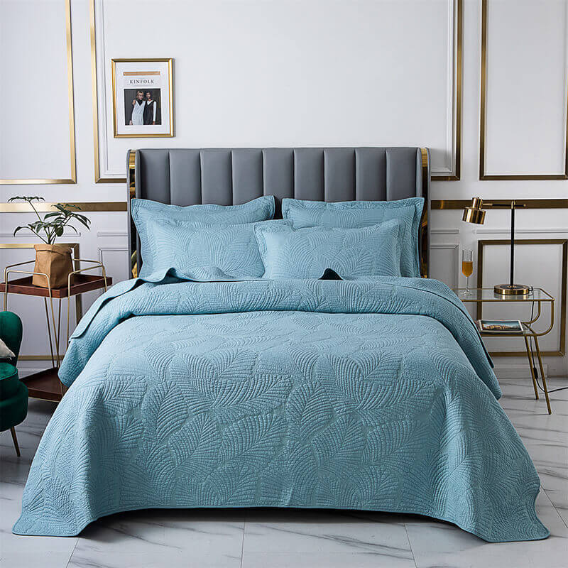 Cotton Bed Cover Set Luxury Three Piece Solid Color Embroidered European Style