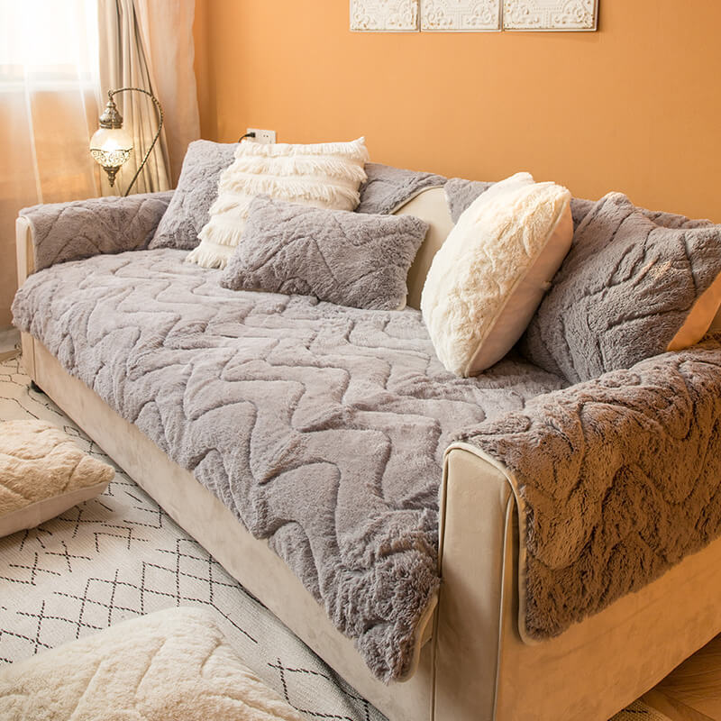 Cat feeling plush sofa cushion, sofa universal paragraph simple modern