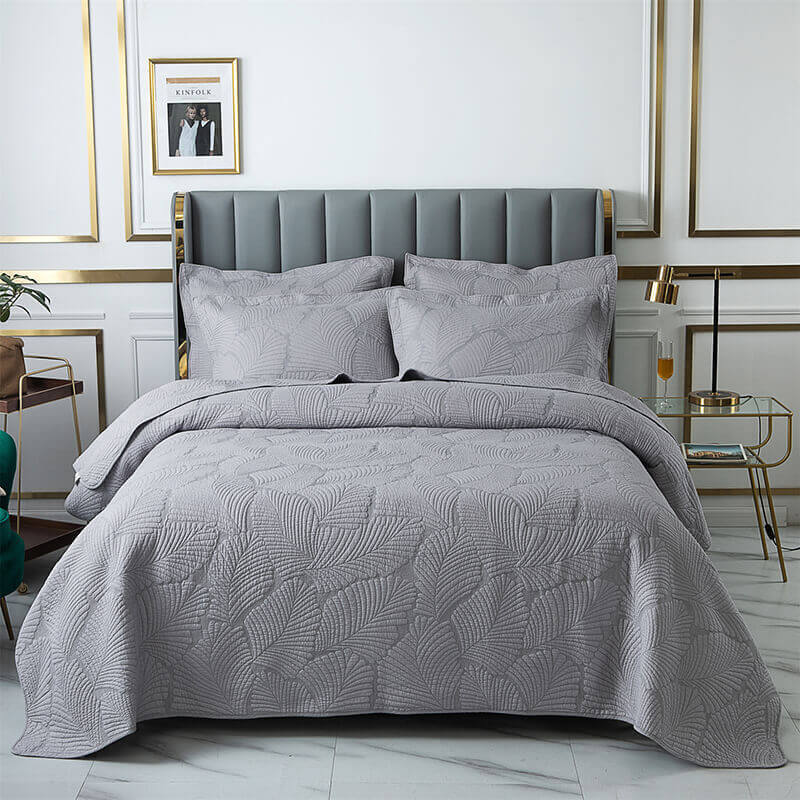 Cotton Bed Cover Set Luxury Three Piece Solid Color Embroidered European Style