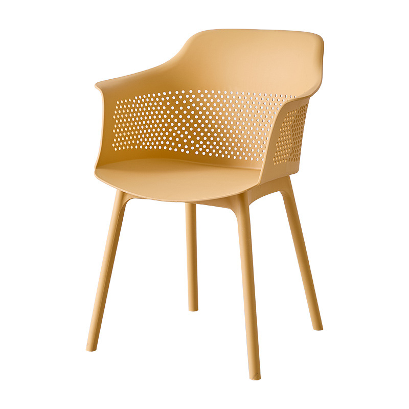 Modern KD Design Plastic Dining Chair with Perforated Armrest, Space-Saving Knock-Down Patio Armchair for Restaurant, Cafe and Outdoor Project
