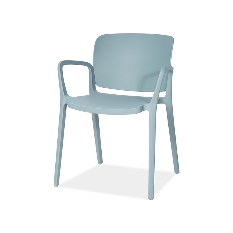 Light Blue Plastic Chair with Armrests