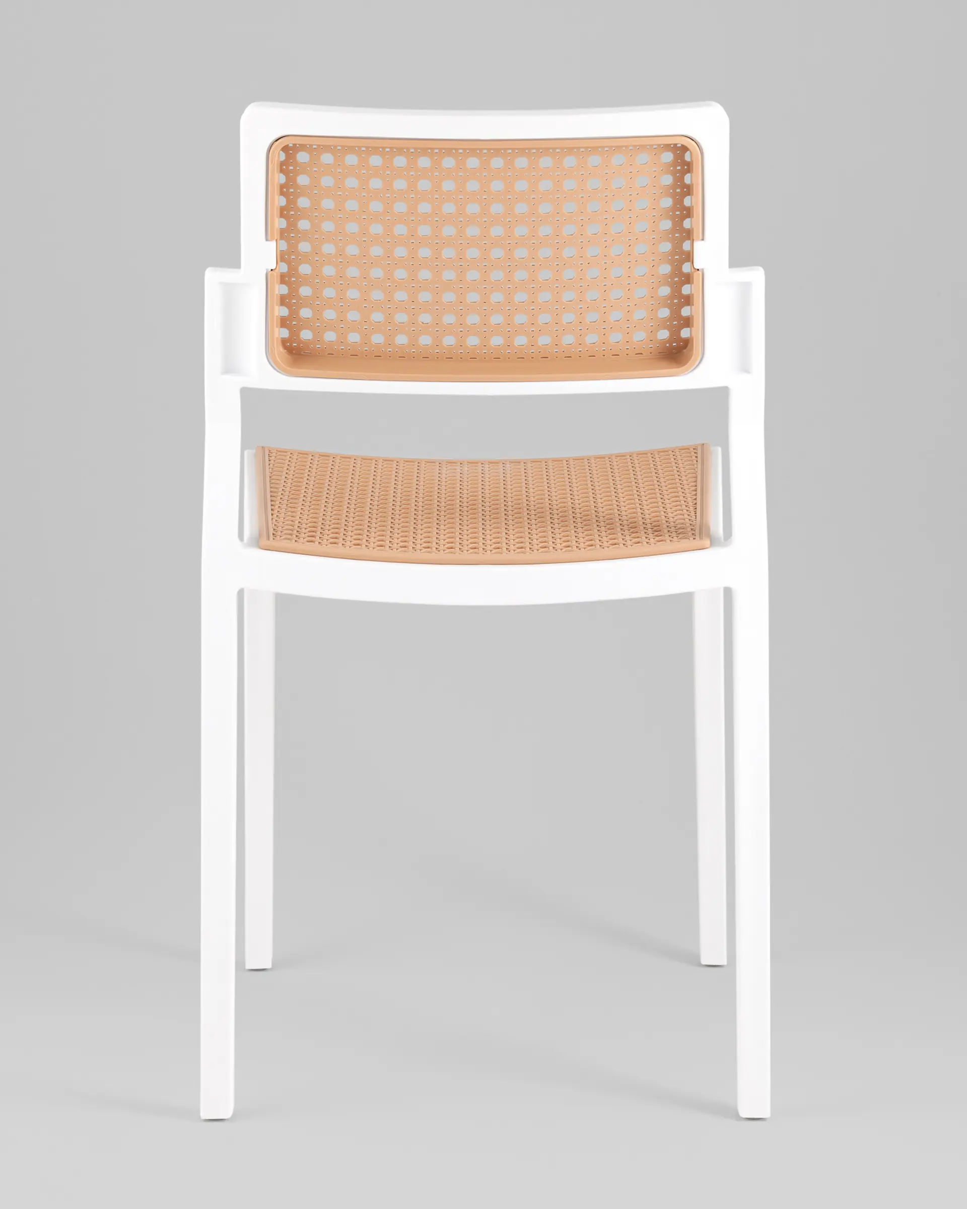 Rattan Effect Plastic Chair With White Frame
