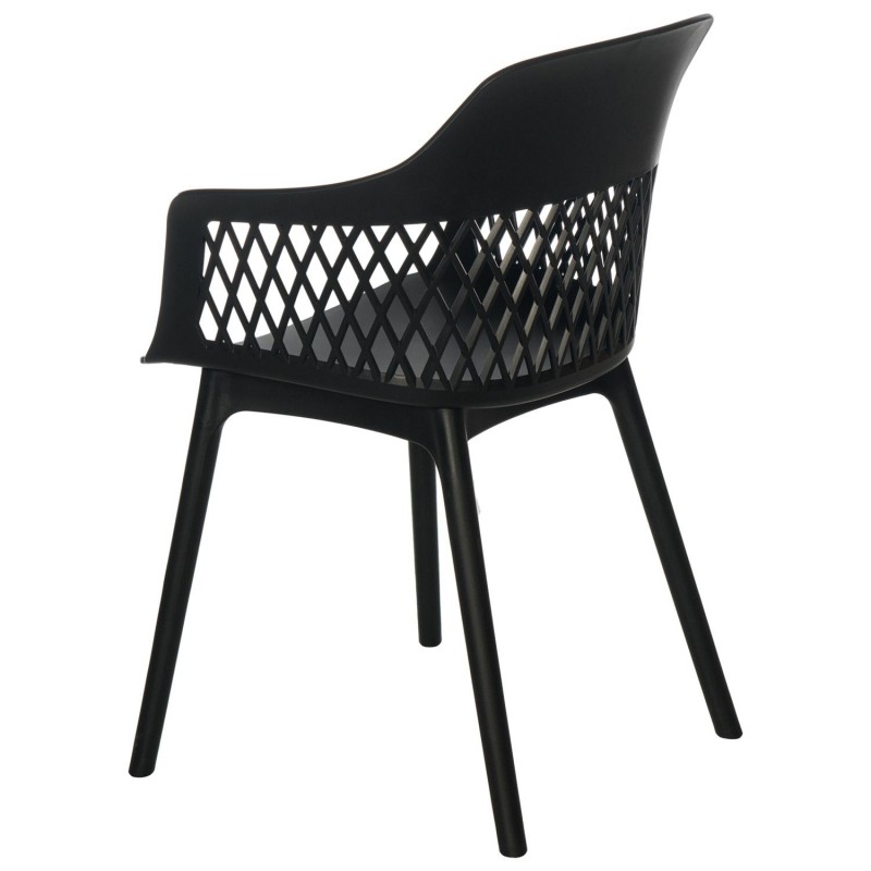 Assembled Black Plastic Armchair with Hollow Backrest