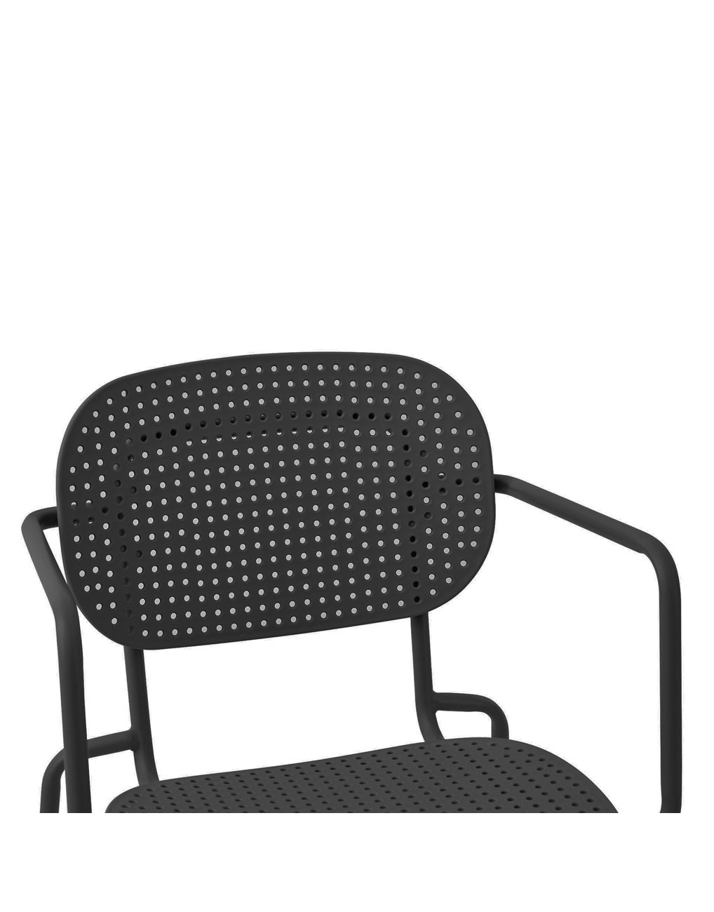 Black Plastic Armchair With Metal Frame