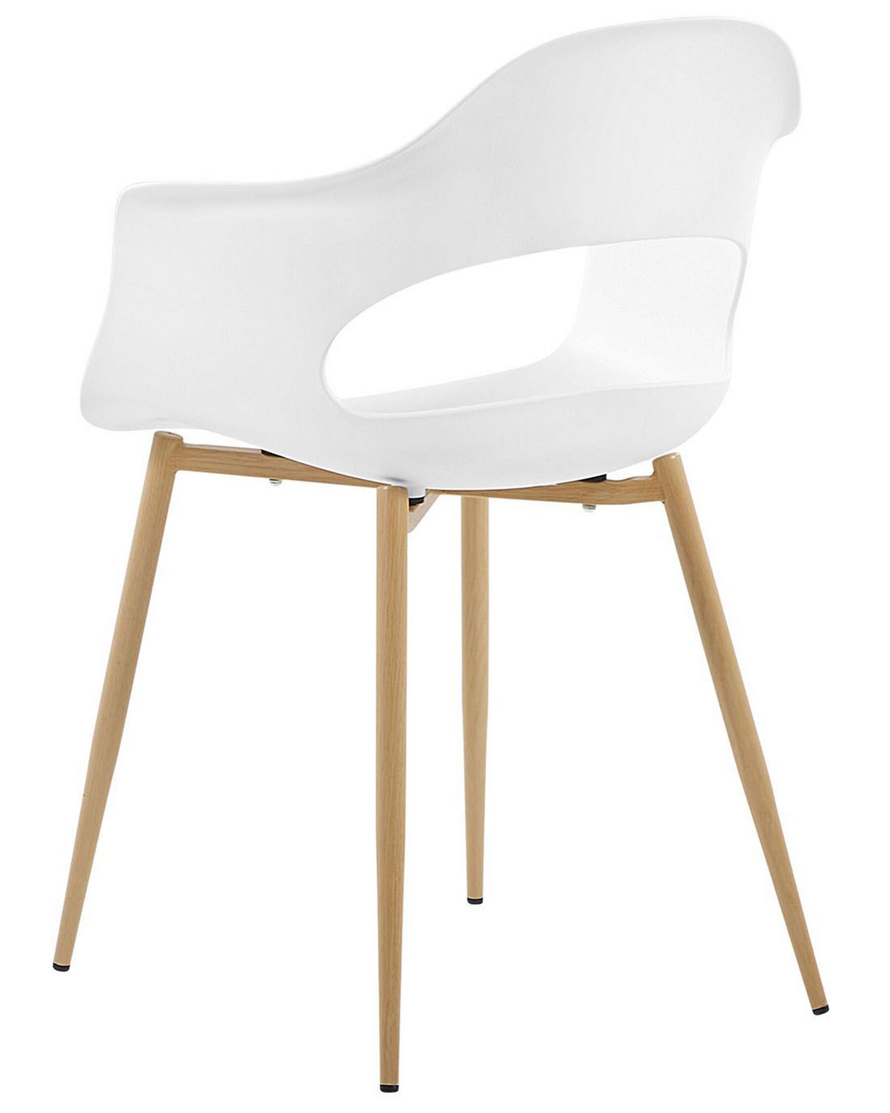 White Plastic Chair with Heat Transfer Printing, Metal Legs & Armrests