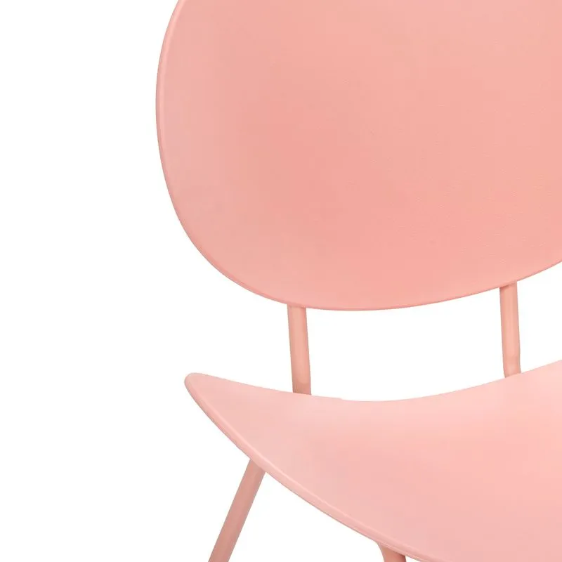 Pink Plastic Side Chair with Spray-Finished Metal Legs