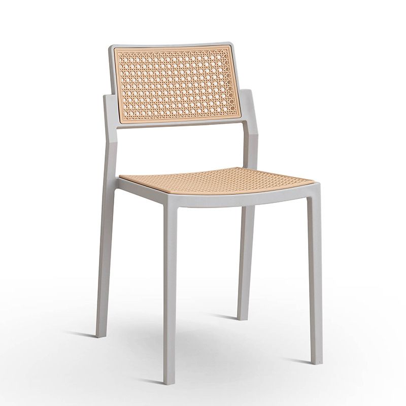 Rattan Effect Plastic Chair With Light Grey Frame