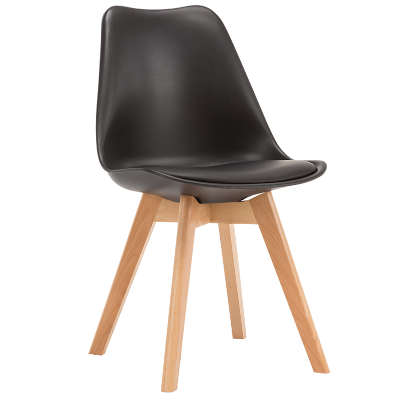 Modern Plastic Dining Chair with Beech Wood Legs and Cushioned Seat | Upholstered PP Chair Manufacturer for Restaurant & Café