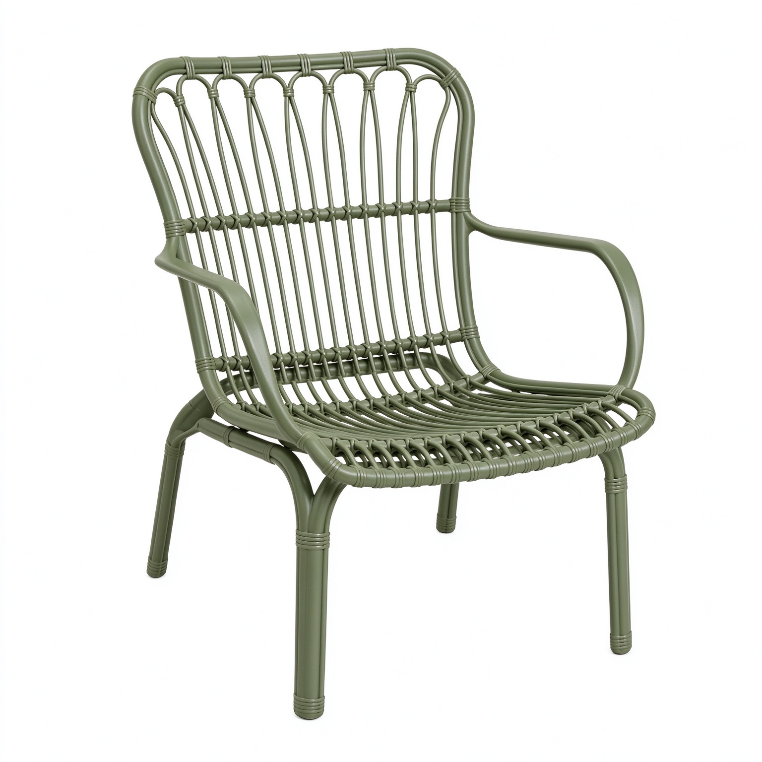 Rattan-Style PP Plastic Armchair for Outdoor & Dining