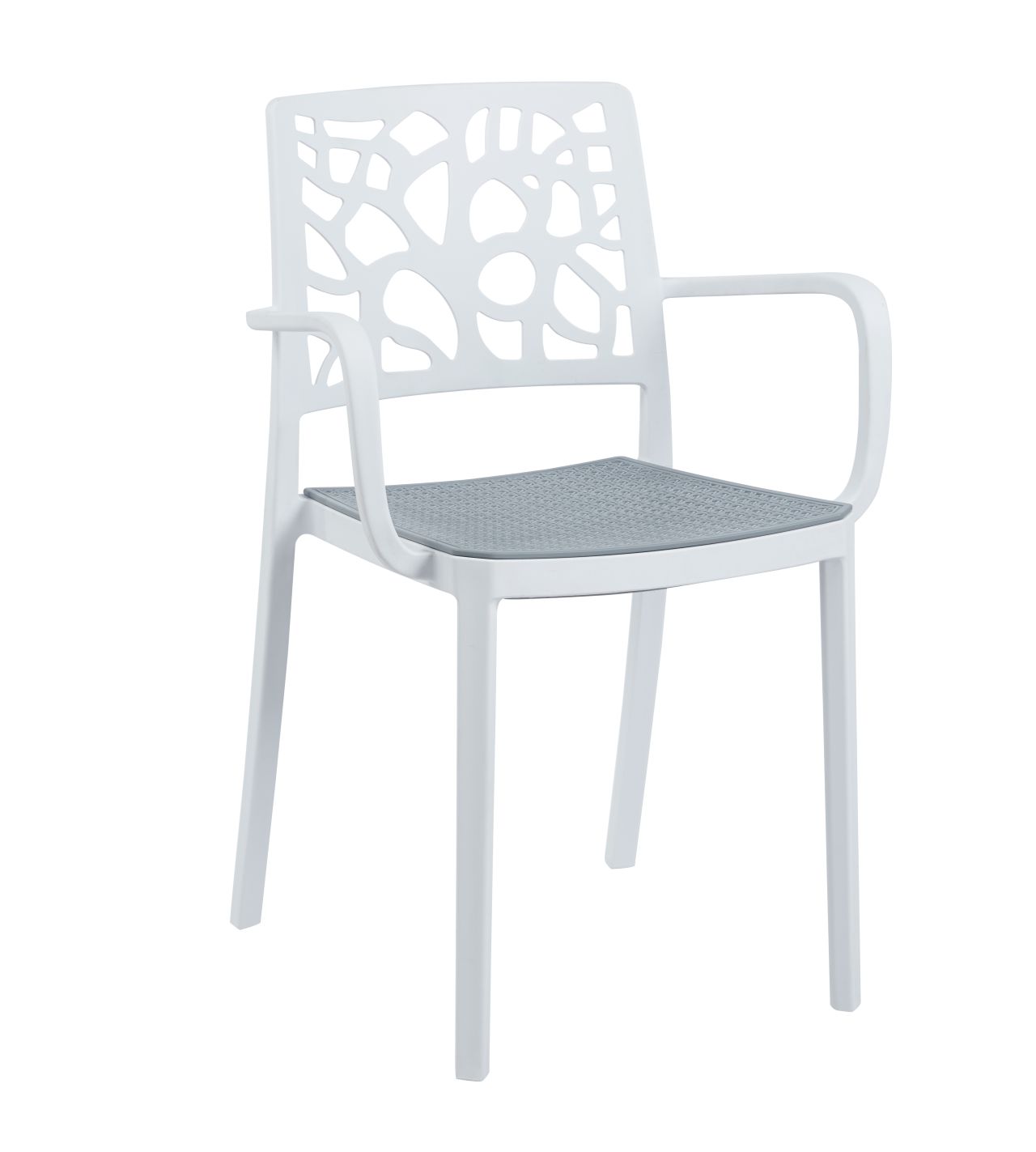 Modern PP Plastic Armchair with Openwork Backrest | Outdoor Dining Chair Manufacturer