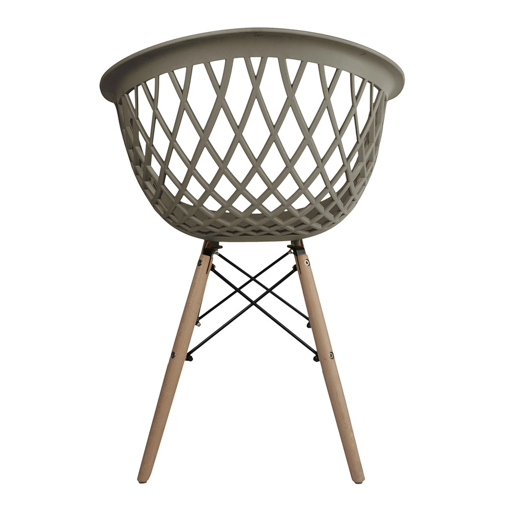 Gray Plastic Armchair With Wood Feet-PP Chair