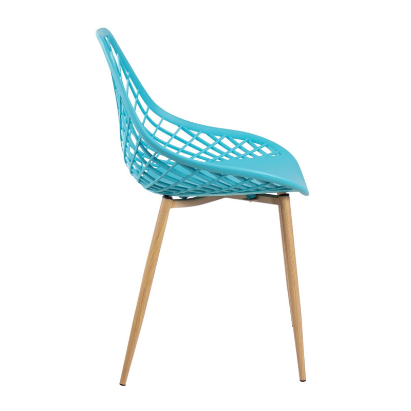 Tiffany Blue Openwork Chair With Thermal transfer metal feet-PP Chair
