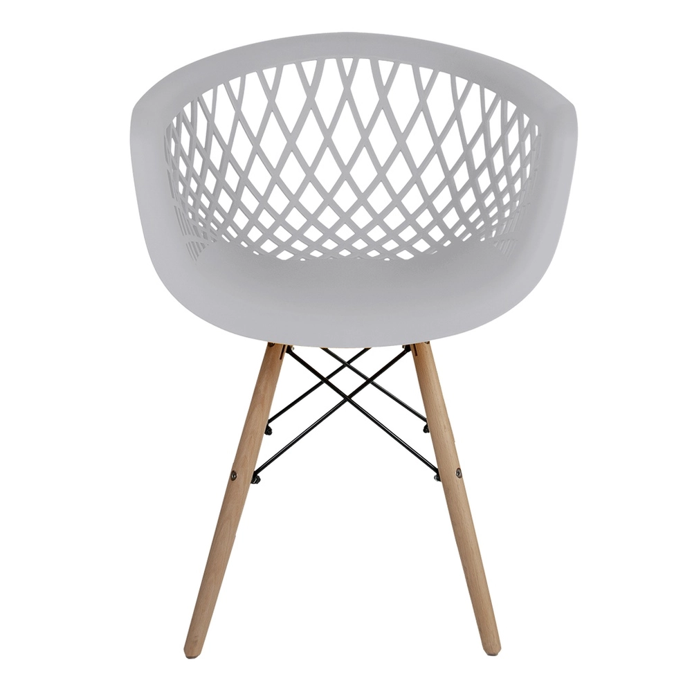 Light Gray Plastic Armchair With Wood Feet-PP Chair