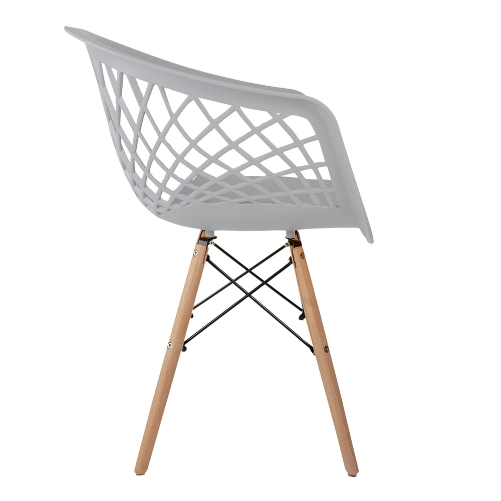 Light Gray Plastic Armchair With Wood Feet-PP Chair