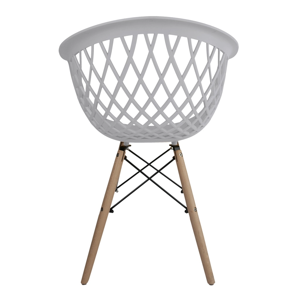 Light Gray Plastic Armchair With Wood Feet-PP Chair