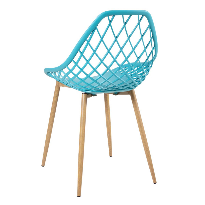 Tiffany Blue Openwork Chair With Thermal transfer metal feet-PP Chair