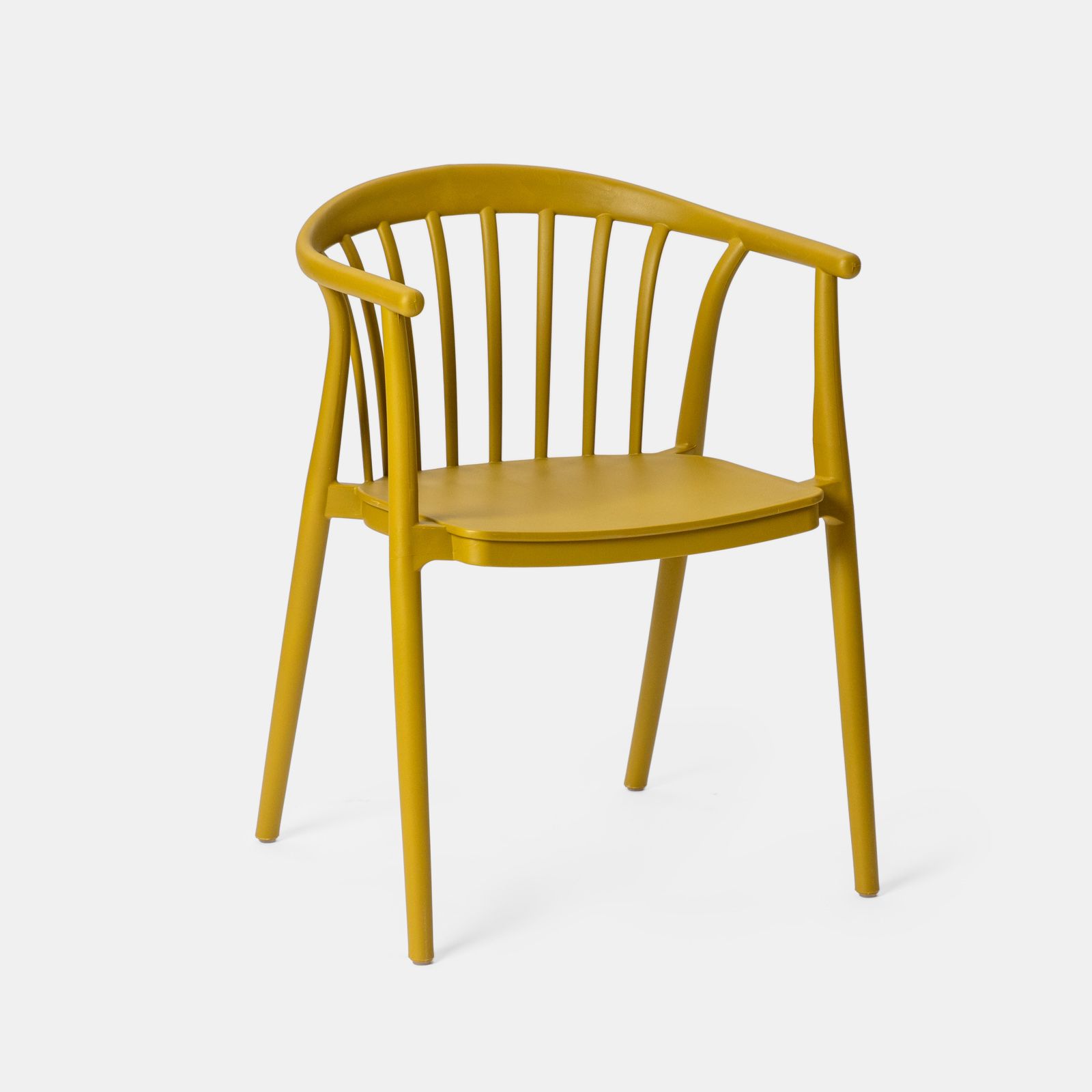 Mustard Yellow Stackable Plastic Armchair - Vibrant, Ergonomic & Space-Efficient
