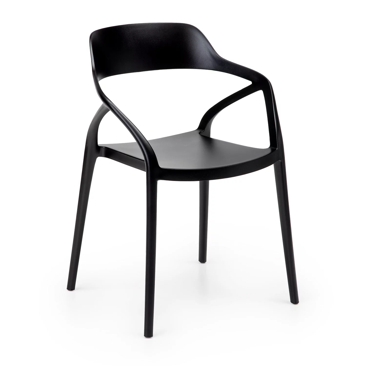 Monobloc Molded Geometric Hollow Frame PP Armchair Stackable Solid Plastic Patio Dining Arm Chair for Cafe Hotel Restaurant Wholesale