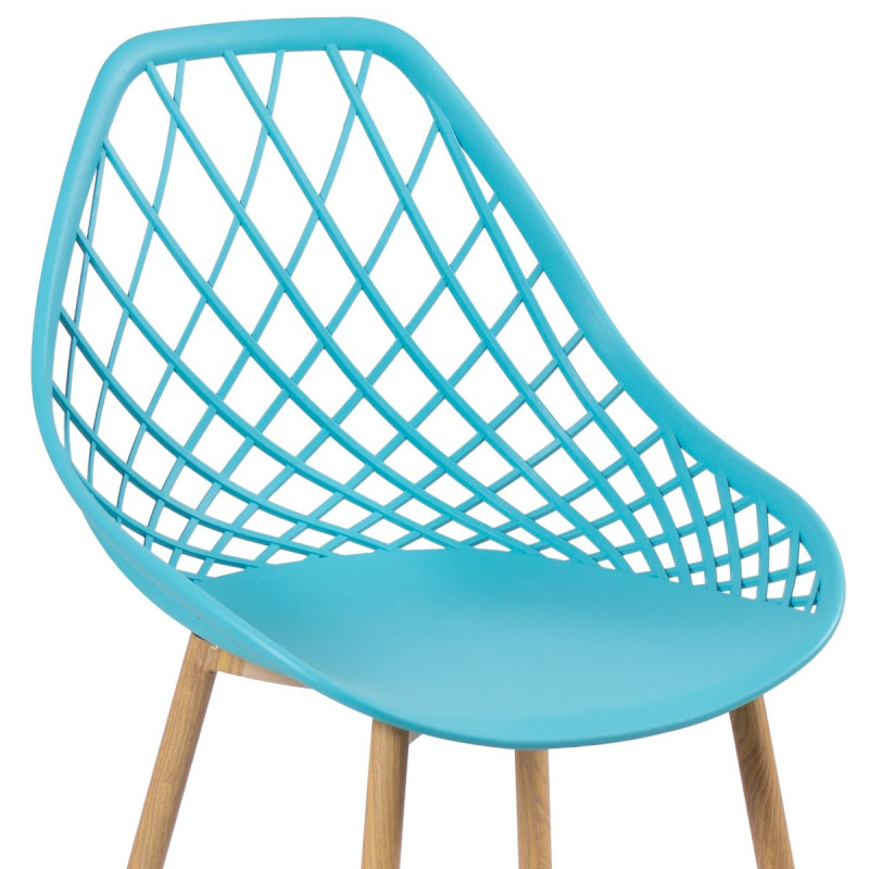 Tiffany Blue Openwork Chair With Thermal transfer metal feet-PP Chair