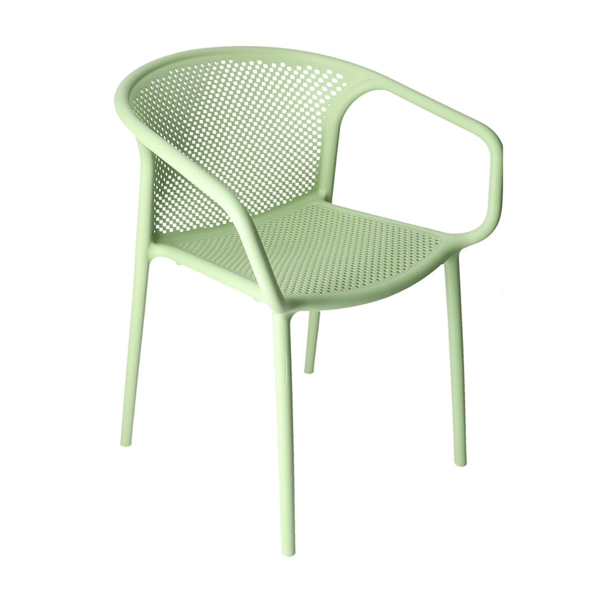 Commercial One Piece Injection Molded PP Perforated Armchair Stackable Outdoor Plastic Dining Chair for Hotel Cafe Restaurant Wholesale