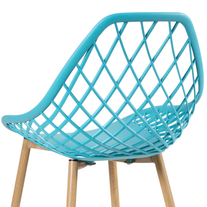 Tiffany Blue Openwork Chair With Thermal transfer metal feet-PP Chair