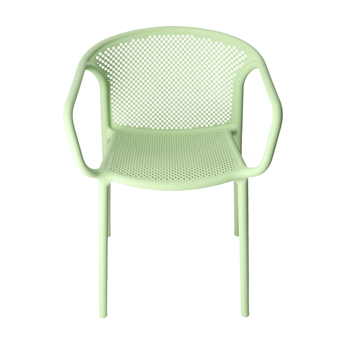 Commercial One Piece Injection Molded PP Perforated Armchair Stackable Outdoor Plastic Dining Chair for Hotel Cafe Restaurant Wholesale