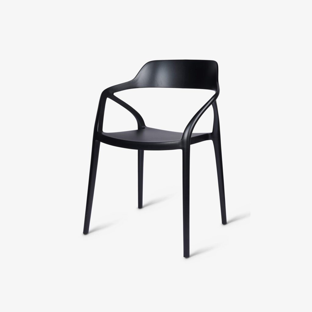 Monobloc Molded Geometric Hollow Frame PP Armchair Stackable Solid Plastic Patio Dining Arm Chair for Cafe Hotel Restaurant Wholesale