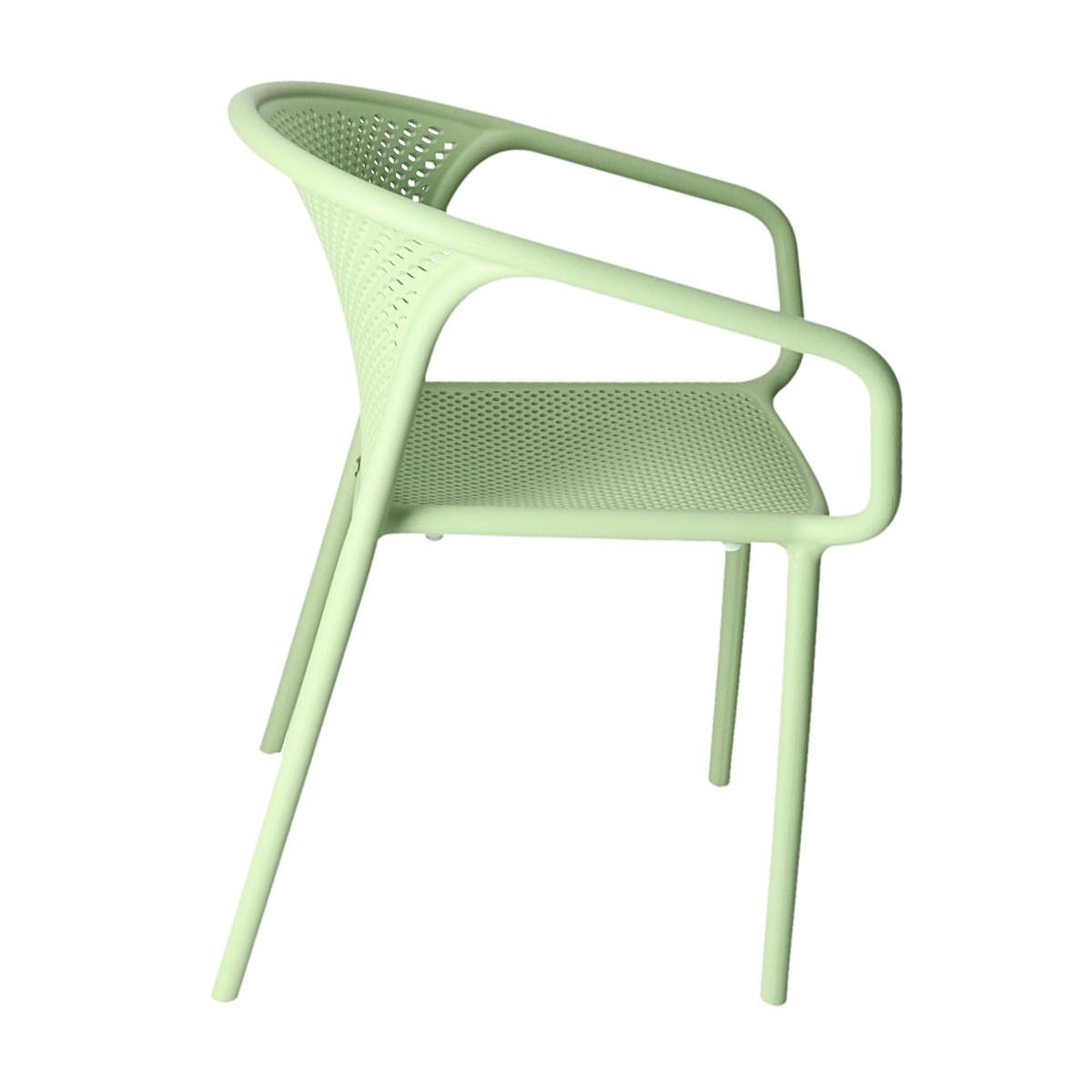 Commercial One Piece Injection Molded PP Perforated Armchair Stackable Outdoor Plastic Dining Chair for Hotel Cafe Restaurant Wholesale