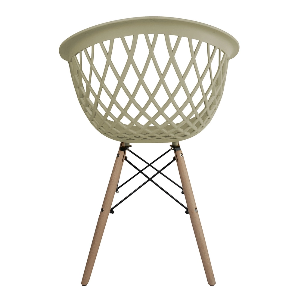 Taupe Plastic Armchair With Wood Feet-PP Chair