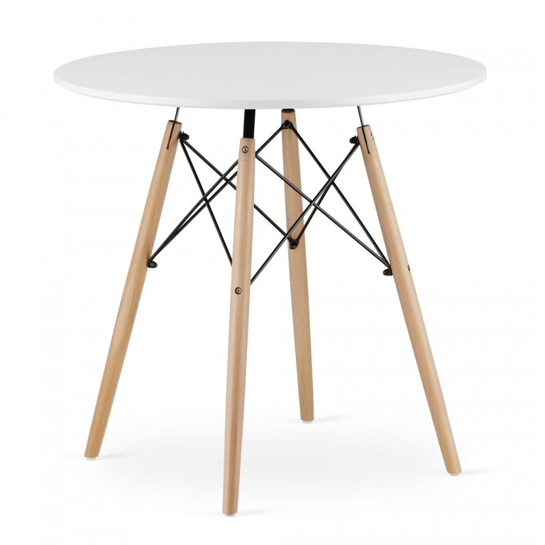 White MDF Dining Table With Four Wood Feet-PP Chair