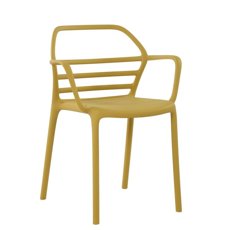 Mustard Polypropylene Chair With Armrests
