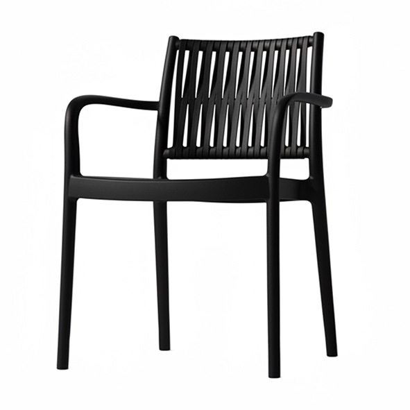 Woven‑Look Monobloc PP Plastic Armchair, Stackable Hospitality Dining Arm Chair for Restaurant & Outdoor Patio-PATIVIN Furniture