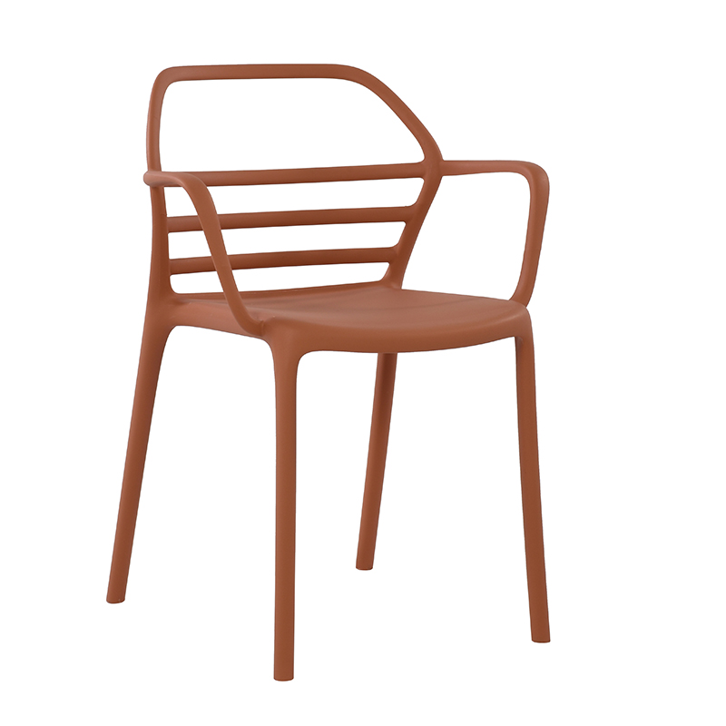 Brownish-Red Polypropylene Chair With Armrests