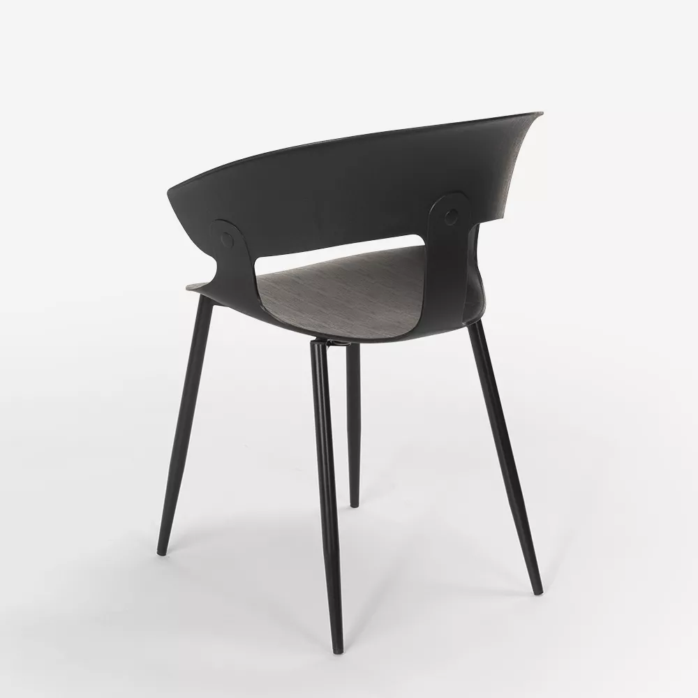 Black Plastic Armchair With Metal Legs-PP Chair
