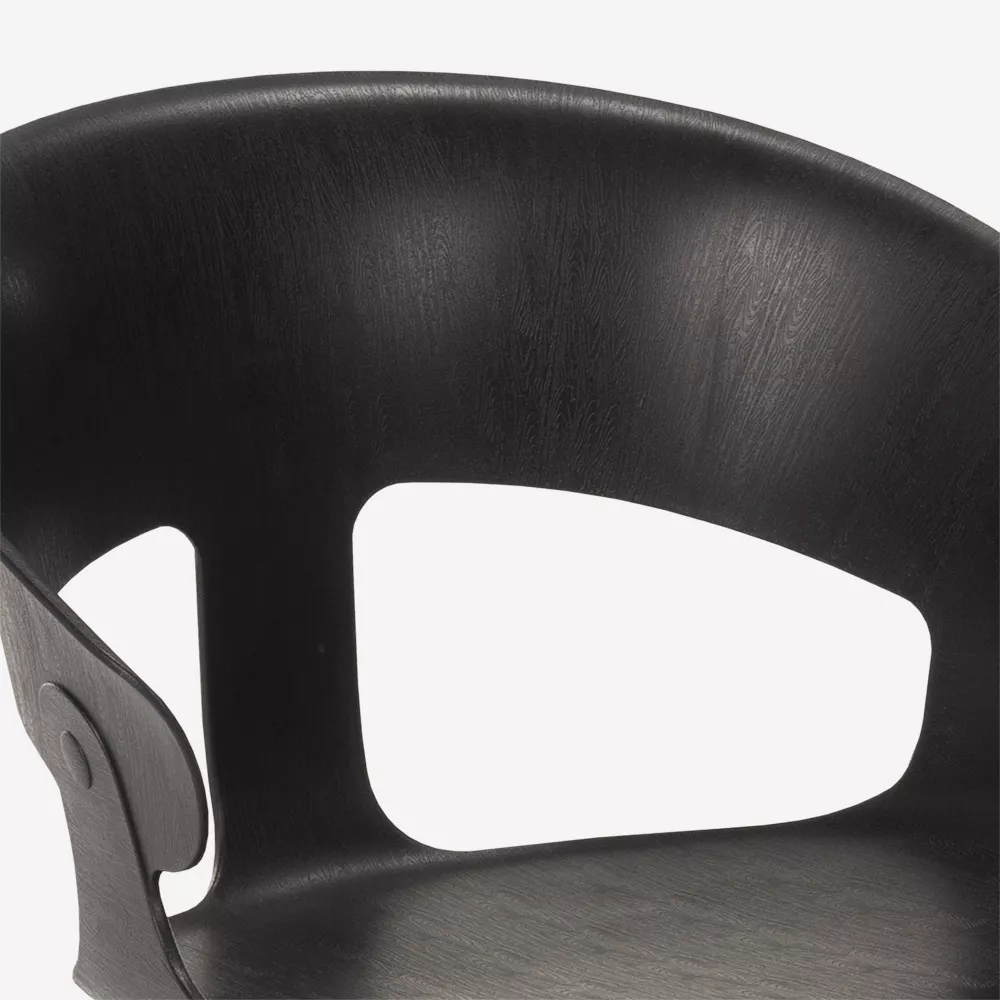 Black Plastic Armchair With Metal Legs-PP Chair