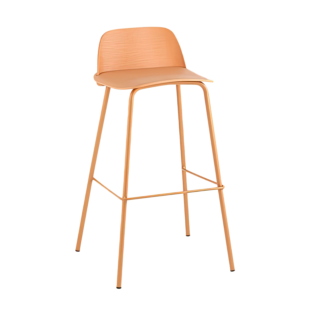 Durable Bar Stool: Metal Base & Ginger Yellow Polypropylene Seat - Café & Kitchen Use