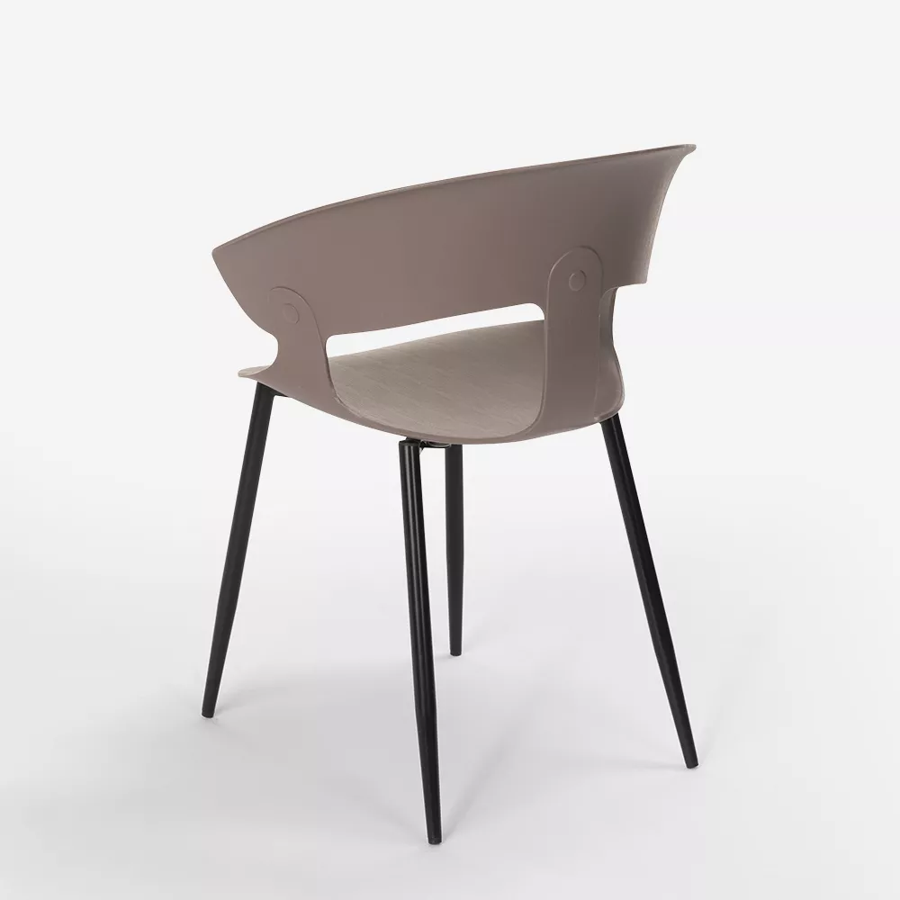 Dark Grey Plastic Armchair With Metal Legs-PP Chair