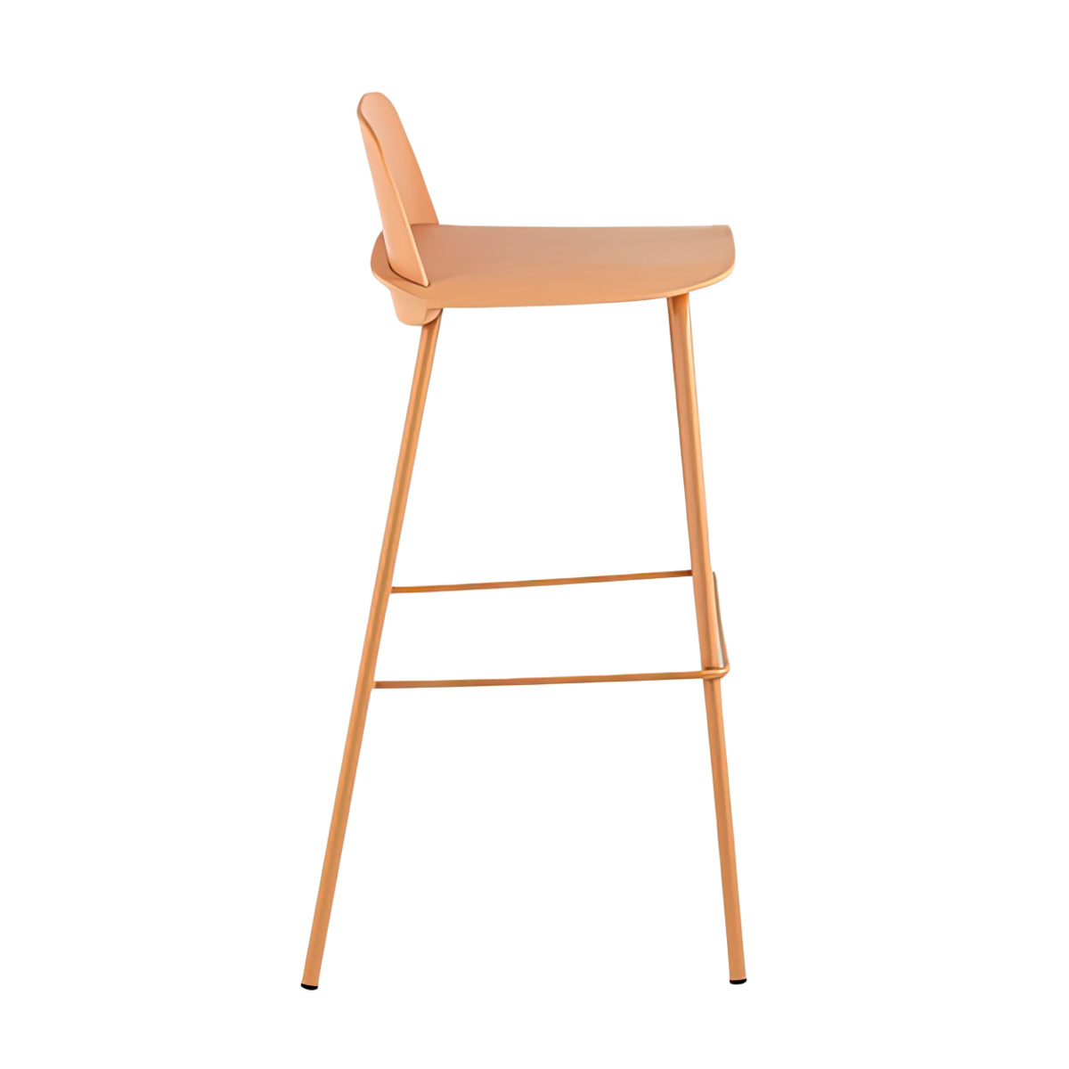 Durable Bar Stool: Metal Base & Ginger Yellow Polypropylene Seat - Café & Kitchen Use